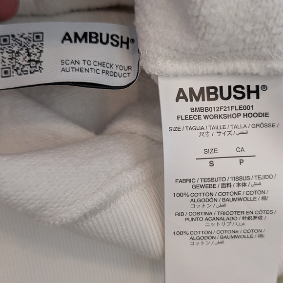 Ambush Tokyo Workshop Exclusive Hoodie White Men's Size Small Made in Portugal - Picture 5 of 11